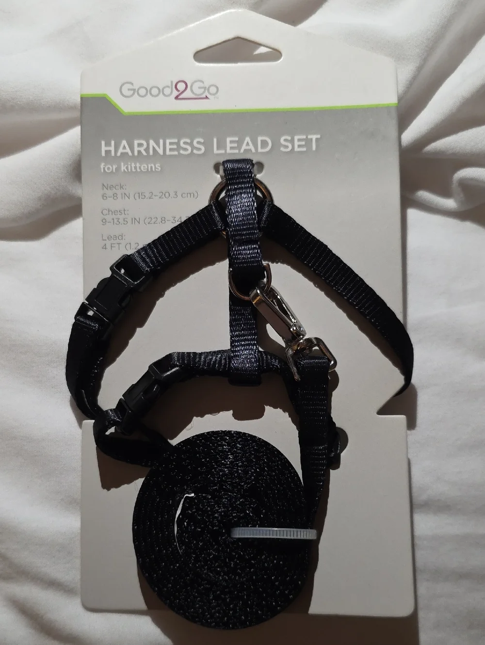 Good2Go Black Harness Lead Set for Kittens Neck 6-8 Inch Chest 9-13.5 Inch